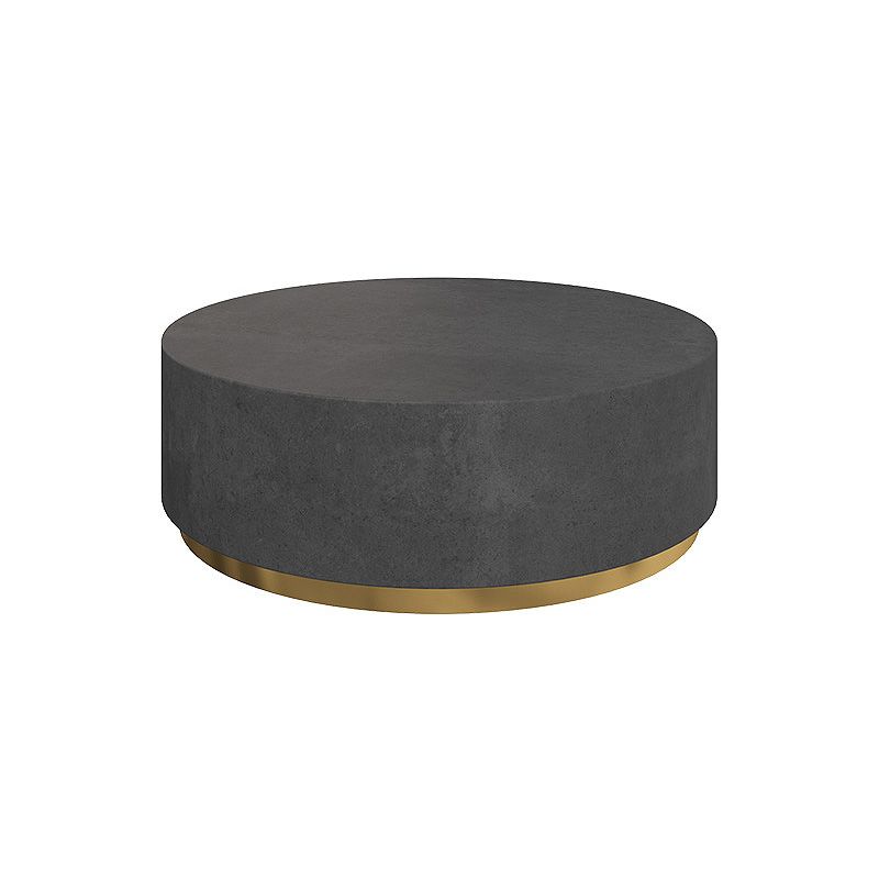 Drum Base Design Black/grey Marble Top Metal Base Round Coffee Table Clearhalo 'Coffee & Accent Tables' 'Coffee Tables' 'coffee_tables' 'Furniture' 'furniture_coffee_tables' 'Living Room Furniture' 1200x1200_f431004d-3a88-49a2-bc2d-28a937ca69d4