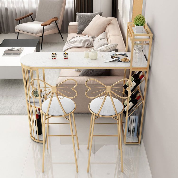 Tavolo da pranzo a barre di pietra rettangolo tradizionale tavolo da bar di lusso con base in slitta in oro