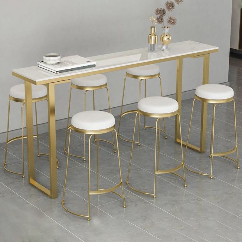 Modern Faux Marble Bistro Bar Table Rectangle Metal Base Bar Table Clearhalo 'Bar Furniture' 'Bar Tables' 'bar_tables' 'furn' 'furn_bar_tables' 'Furniture' 'Kitchen & Dining Furniture' 1200x1200_f4313d7b-00dc-4060-92e0-dd632714620a