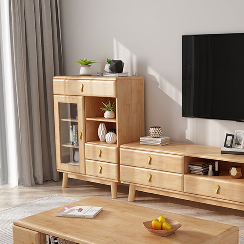 3 - Drawer Rubberwood Accent Cabinet 43.3" Tall 1 - Door Chest Clearhalo 'Cabinets & Chests' 'cabinets_chests' 'furn' 'furn_cabinets_chests' 'Furniture' 'Living Room Furniture' 1200x1200_f4315fb8-c3fd-4119-9749-abe5dbf74a86