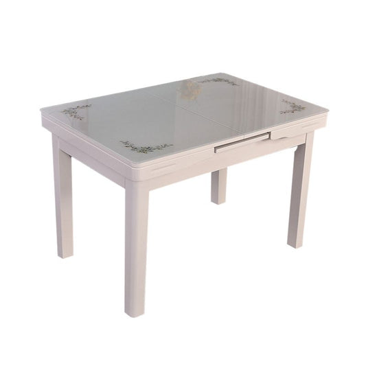 Eigentijdse uitbreidbare rechthoekige glazen eettafel met 4 poten