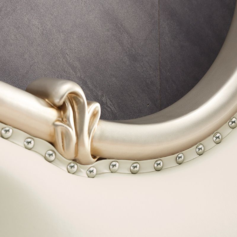 Cadre de lit rembourré en bois massif victorien beige standard avec garniture