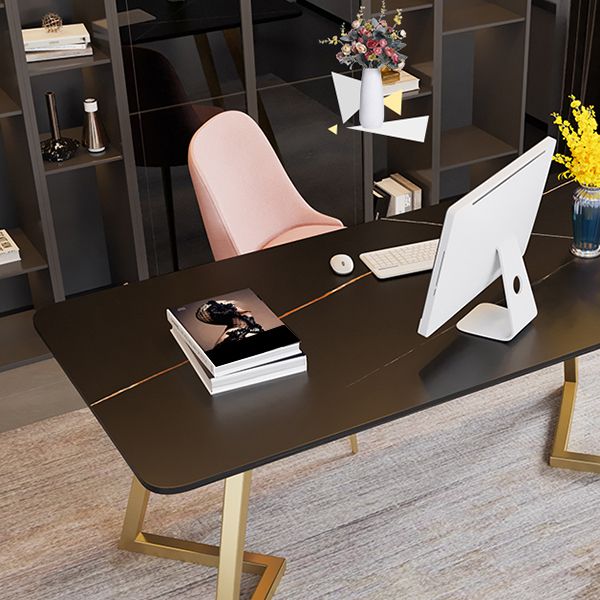 グラムメタルオフィスデスクオフィス用のゴールデン長方形のライティングデスク