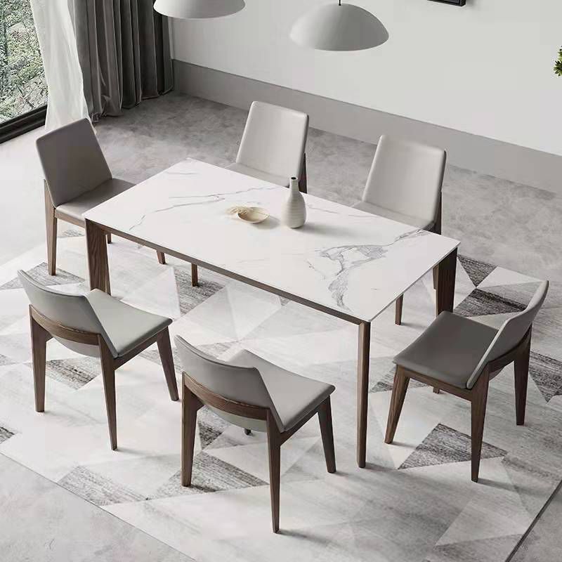 Nordic 1/2/5/7 Pieces Dining Set Sintered Stone Dining Table with Wooden Chairs Clearhalo 'Dining Room Sets' 'Dining Tables & Seating' 'dining_room_set' 'furn' 'furn_dining_room_set' 'Furniture' 'furniture_dining_room_set' 'Kitchen & Dining Furniture' 1200x1200_f431c1c6-ec7d-4f3f-b91d-1df985027f1c
