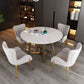 Glam 1/2/5 Pieces Dining Set Round Stone Dining Table for Dining Room Clearhalo 'Dining Room Sets' 'Dining Tables & Seating' 'dining_room_set' 'furn' 'furn_dining_room_set' 'Furniture' 'furniture_dining_room_set' 'Kitchen & Dining Furniture' 1200x1200_f432a877-49d7-4e26-82c0-1610f3de56db