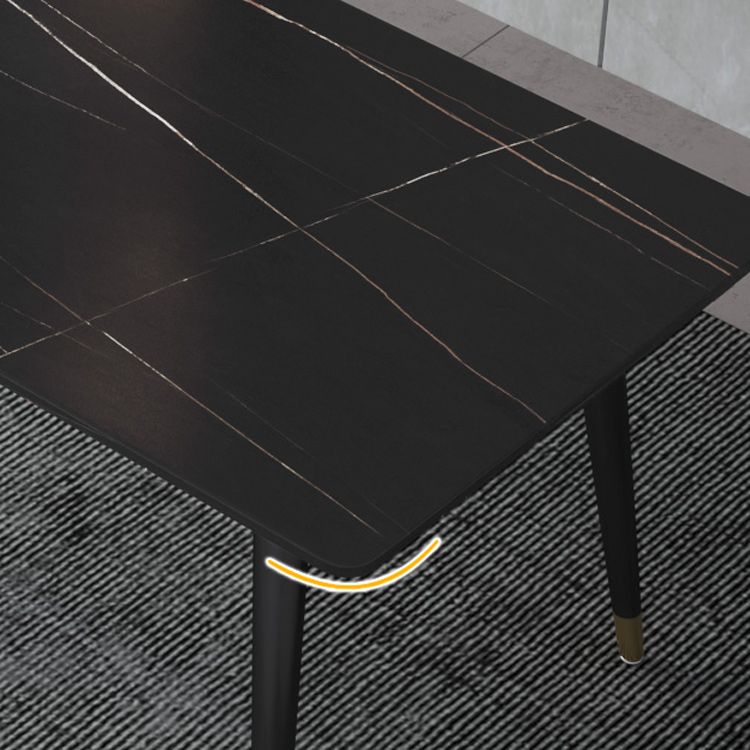 Mesa de comedor rectangular mesa de comedor de piedra con base de hierro
