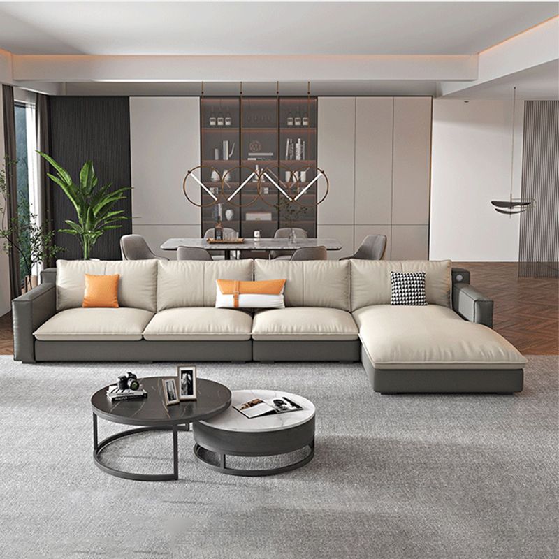 Modern Cushion Back Sectionals 33.46"H Cushions Square Arm Sofa with Chaise Clearhalo 'furn' 'furn_sectionals' 'Furniture' 'furniture_sectionals' 'Living Room Furniture' 'Sectionals' 1200x1200_f433a712-50f4-4045-94c2-a118f0ecb2c5