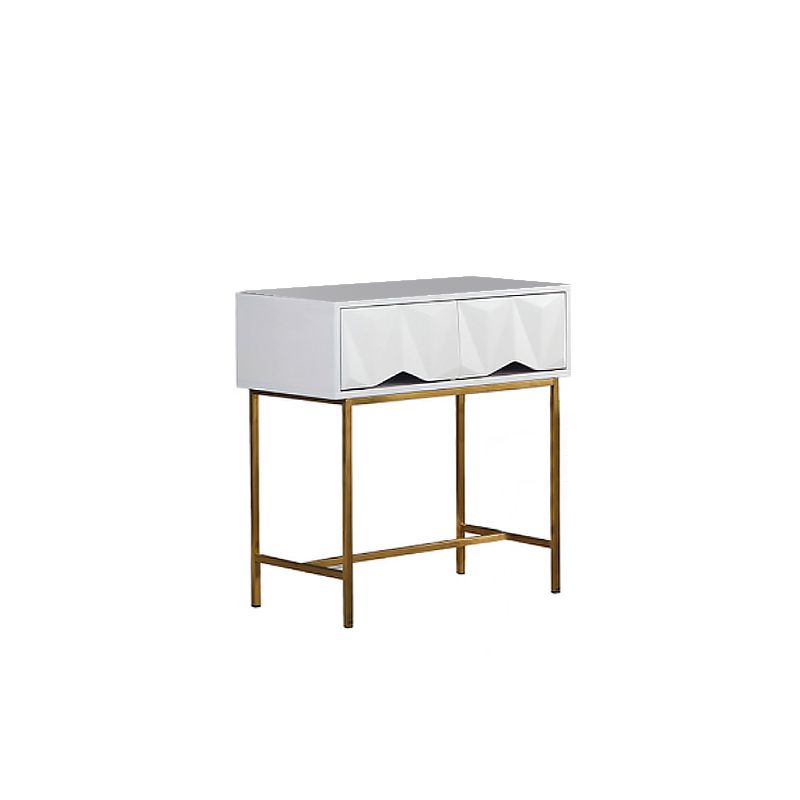 Mesa de tocador de madera/hierro en tocador blanco Glam 31.5 "H con espejo y taburetes