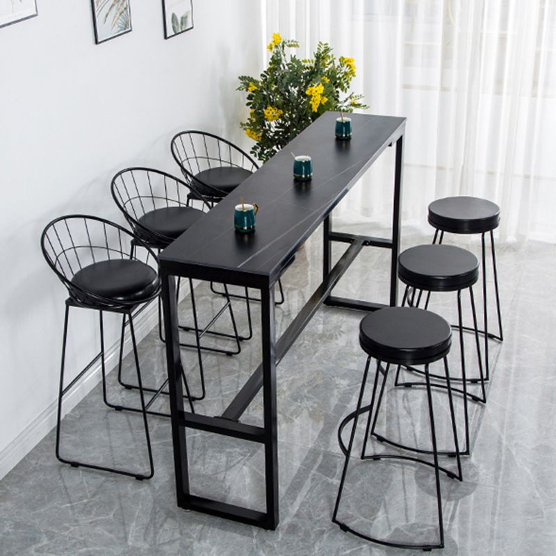 Contemporary Bar Dining Table Indoor Rectangle Bar Table with Iron Base Clearhalo 'Bar Furniture' 'Bar Tables' 'bar_tables' 'Furniture' 'furniture_bar_tables' 'Kitchen & Dining Furniture' 'kitchen&dining_furn' 'kitchen' 1200x1200_f43831d5-d7ed-4095-b9dd-69cfaa071c6a