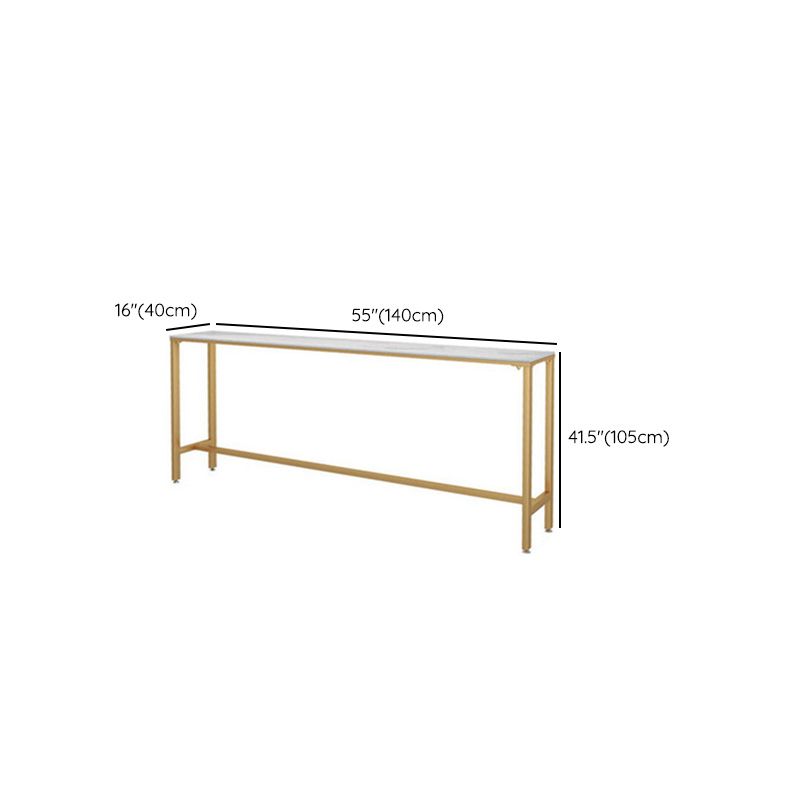 Modern Bar Height Table White Faux Marble Top Bistro Bar Table with Gold Base Clearhalo 'Bar Furniture' 'Bar Tables' 'bar_tables' 'furn' 'furn_bar_tables' 'Furniture' 'Kitchen & Dining Furniture' 1200x1200_f438dc1d-7269-4d1b-8b54-28ccf7ce5ddd