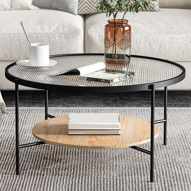 Gold/Black Metal 4 Legs 1 Coffee Table Modern Glass Top Table Clearhalo 'Coffee & Accent Tables' 'Coffee Tables' 'coffee_tables' 'furn' 'furn_coffee_tables' 'Furniture' 'furniture_coffee_tables' 'Living Room Furniture' 1200x1200_f439d329-8f10-4935-92b0-8b54d48f1f1f