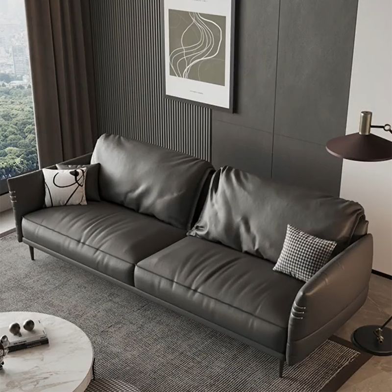Panchina del divano resistente al braccio quadrato contemporaneo in pelle con cuscini
