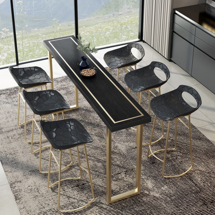 Wood Top Cocktail Bar Table Nordic Gold Frame Bar Height Table for Dining Room Clearhalo 'Bar Furniture' 'Bar Tables' 'bar_tables' 'furn' 'furn_bar_tables' 'Furniture' 'furniture_bar_tables' 'Kitchen & Dining Furniture' 'kitchen&dining_furn' 'kitchen' 1200x1200_f43c3f4b-b5b1-414b-a48f-ca01fc6081d4