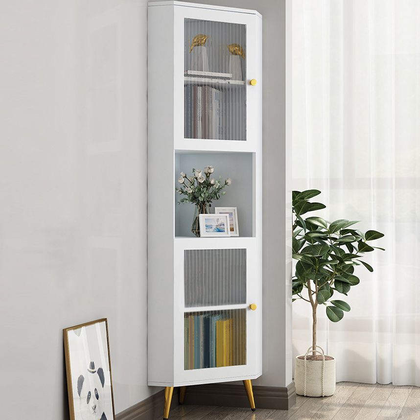 Modern Accent Cabinet with 2 Glass Doors and Storage Shelf Cabinet