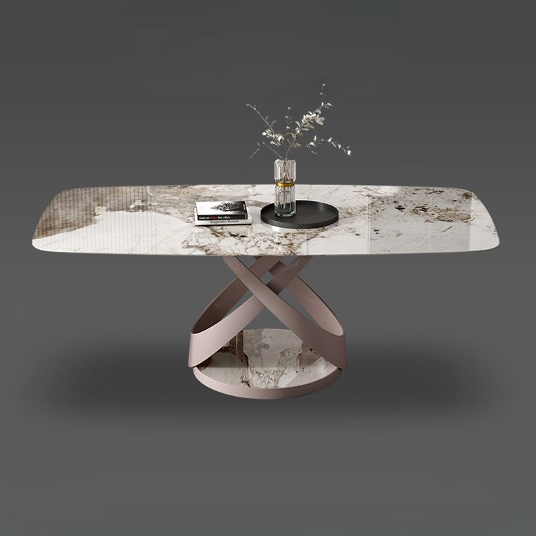 Casual Sintered Stone Standard Dining Table Rectangle Shape Dining Table with Pedestal Base Clearhalo ' dining_table' 'Dining Tables & Seating' 'Dining Tables' 'furn' 'furn_dining_table' 'Furniture' 'furniture_dining_table' 'Kitchen & Dining Furniture' 'kitchen&dining_furn' 'kitchen' 'kitchen_dining_table' 1200x1200_f442525c-9f65-42ec-942d-f0da12799b8b