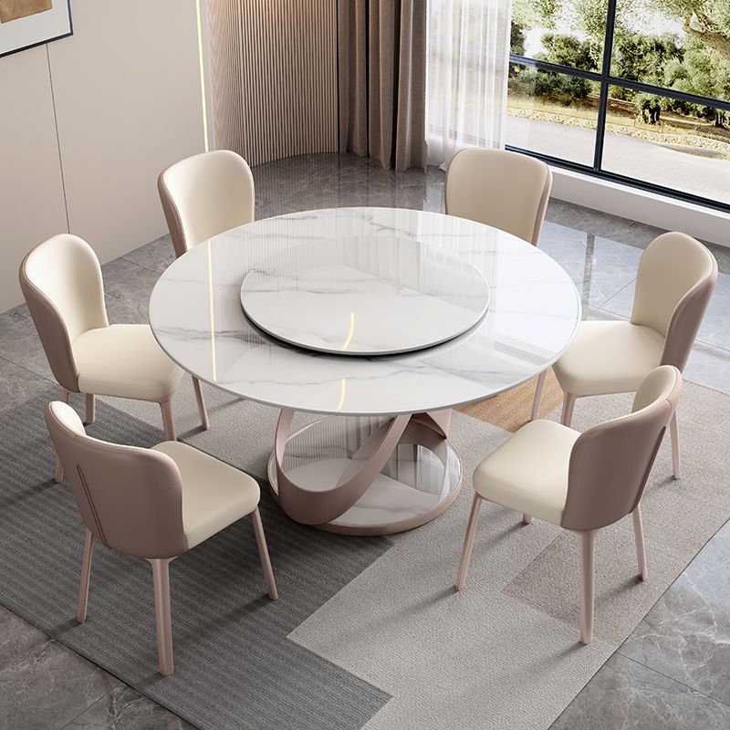 Nordic Glam Dining Round Table Dining Sintered Stone Table for Restaurant Clearhalo 'Dining Tables & Seating' 'Dining Tables' 'dining_table' 'furn' 'furn_dining_table' 'Furniture' 'furniture_dining_table' 'Kitchen & Dining Furniture' 'kitchen' 'kitchen_dining_table' 1200x1200_f444b8af-4102-464e-8d7d-5c97ef99a350
