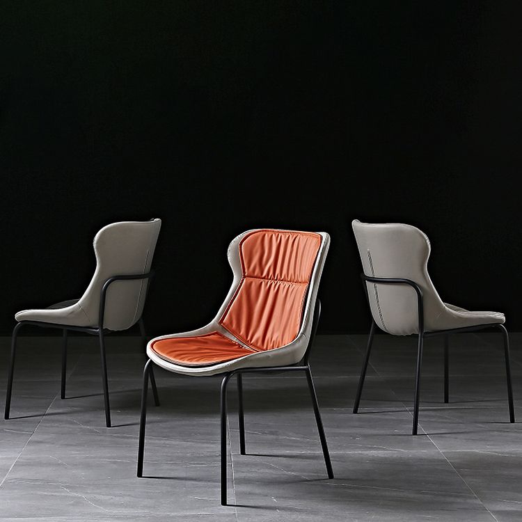 Industrial Style Leather Dining Chairs Solid Back Armless Dining Side Chairs Clearhalo ' kitchen&dining_furn' 'Dining Chairs' 'Dining Tables & Seating' 'dining_chair' 'furn' 'furn_dining_chair' 'Furniture' 'furniture_dining_chair' 'Kitchen & Dining Furniture' 'kitchen' 1200x1200_f445392a-e2b5-4994-b06e-432cbfbf4530