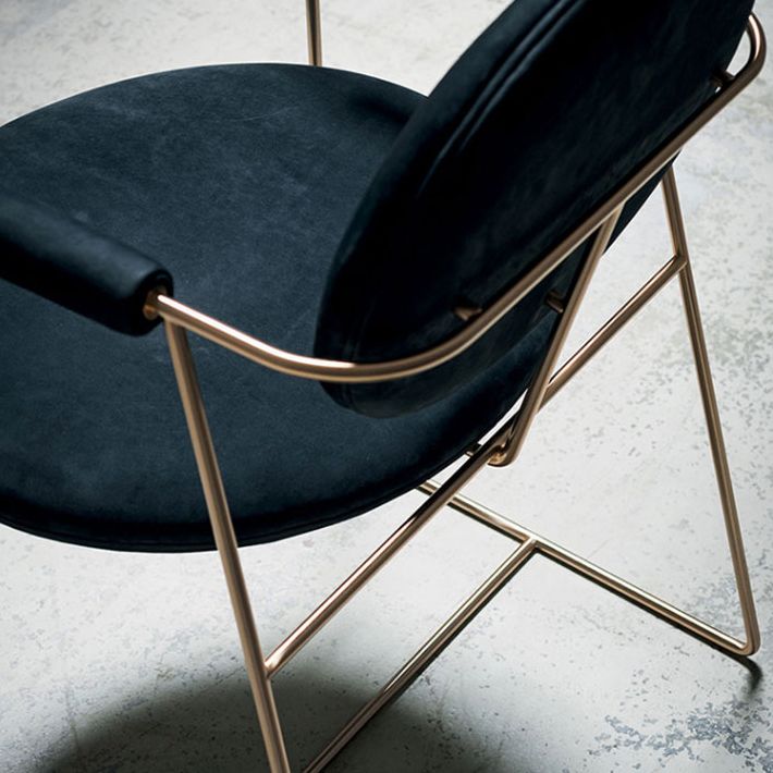 Blue and Gold Contemporary Faux Leather Dining Accent Chair for Home Clearhalo 'Dining Chairs' 'Dining Tables & Seating' 'dining_chair' 'furn' 'furn_dining_chair' 'Furniture' 'Kitchen & Dining Furniture' 1200x1200_f4460161-9cb4-459a-815c-0828fd39ea76