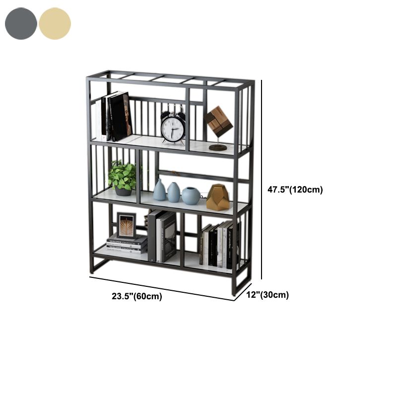 12.2 "brede standaard boekenkast met multi -planken in gouden boekenkast voor woonkamer