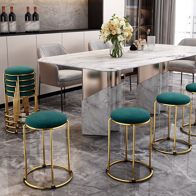 Velvet Upholstered Ottoman Solid Color Round Contemporary Metal Frame Ottoman Clearhalo 'furn' 'furn_ottomans_poufs' 'Furniture' 'Living Room Furniture' 'Ottomans & Poufs' 'ottomans_poufs' 1200x1200_f44b31f5-2053-4c88-a379-3d1f971fa1f8