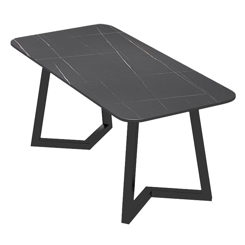 Industrial Style Sintered Stone Dining Table Black Rectangle Table with Sled Base for Dinning Room Clearhalo ' dining_table' 'Dining Tables & Seating' 'Dining Tables' 'furn' 'furn_dining_table' 'Furniture' 'furniture_dining_table' 'Kitchen & Dining Furniture' 'kitchen&dining_furn' 'kitchen' 'kitchen_dining_table' 1200x1200_f44bac34-7e01-419b-a049-e82041b56b5e