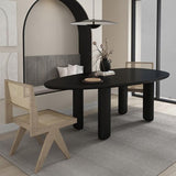 Modern gebogen kantoor bureau massief hout parsons zwart schrijfbureau