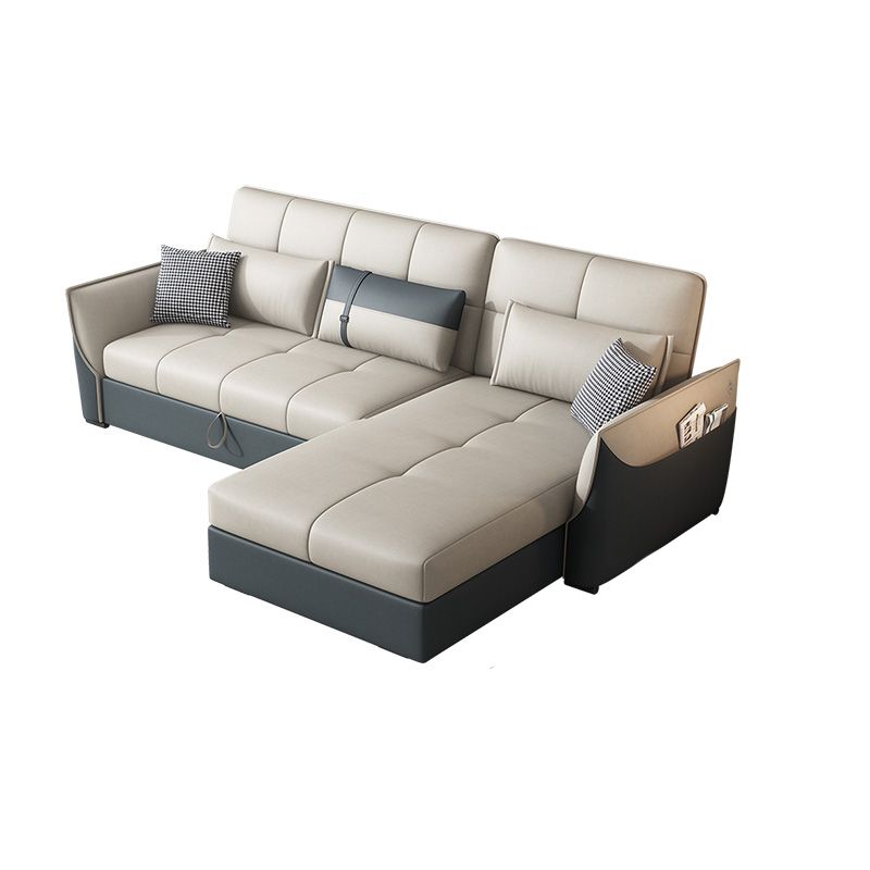 Manual Reclining Cushion Back Sectional Sofa 35.43"High Fabric Sofa Bed with Storage Clearhalo 'furn' 'furn_sectionals' 'Furniture' 'furniture_sectionals' 'Living Room Furniture' 'Sectionals' 1200x1200_f44ce60b-e250-43d7-b578-7a5c72196b4c