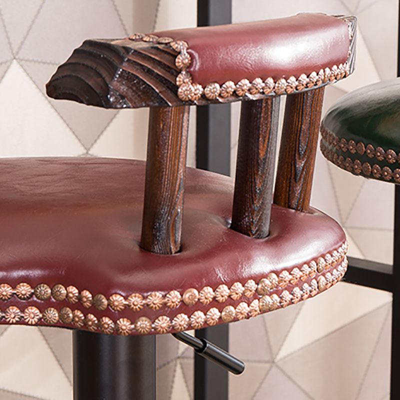Industrial Leather Counter Height Stools Adjustable Height Bar Stool