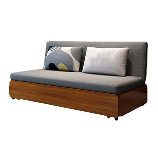 1/2-Sitz-Leinen- und Holzfaltsofa 2 Kissensofa Bett mit Lagerung