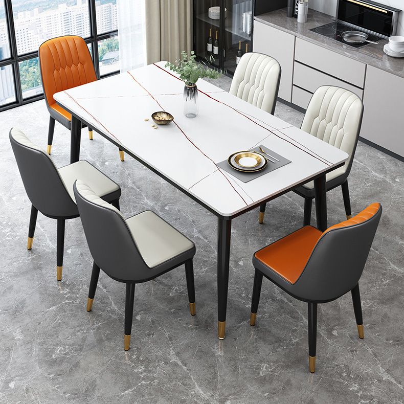 Industrial Kitchen Rectangle Shape Table Sintered Stone Top Dining Table with 4 Legs Base Clearhalo ' dining_table' 'Dining Tables & Seating' 'Dining Tables' 'furn' 'furn_dining_table' 'Furniture' 'furniture_dining_table' 'Kitchen & Dining Furniture' 'kitchen&dining_furn' 'kitchen' 'kitchen_dining_table' 1200x1200_f44fbb9f-e635-4802-9708-3ef8e6e84048
