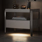 Modern Open Storage Bedside Cabinet Pine and Glass Night Table for Bedroom