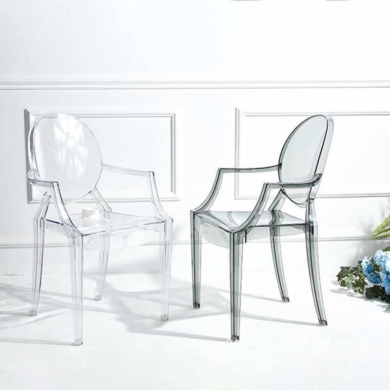 Contemporary Plastic Restaurant Arm Chair Transparent Open Back Dining Chair (Set of 4) Clearhalo ' kitchen&dining_furn' 'Dining Chairs' 'Dining Tables & Seating' 'dining_chair' 'furn' 'furn_dining_chair' 'Furniture' 'furniture_dining_chair' 'Kitchen & Dining Furniture' 'kitchen' 1200x1200_f451fc6c-8d6c-4483-94e4-a8ebde4d7180