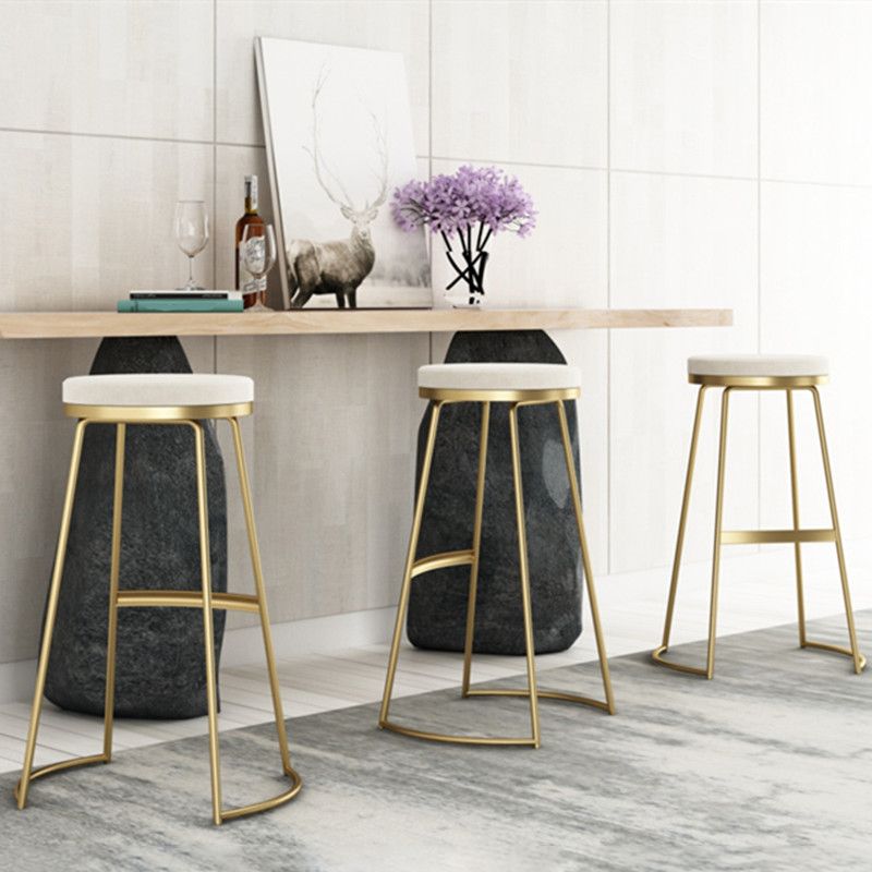 Scandinavian Style Bar-stool Round Leather Seat Counter Chair for Kitchen Bar Clearhalo 'Bar Furniture' 'Bar Stools' 'bar_stools' 'furn' 'furn_bar_stools' 'furniture_bar_stools' 'Kitchen & Dining Furniture' 'kitchen&dining_furn' 'kitchen' 'kitchen_furn' Furniture' 1200x1200_f452a1a2-16ff-4a5d-b19f-15611cf6a3a9