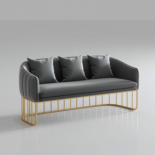 Contemporary Blue/Gray Sofa with Tuxedo Arm and Pillows for Apartment