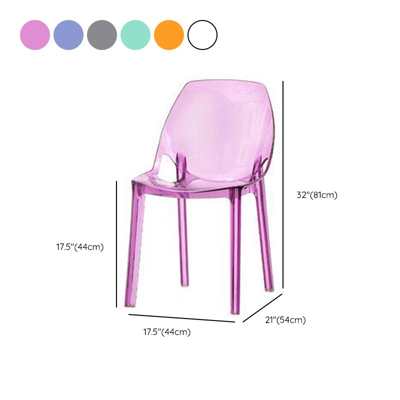 Home Indoor Armless Dining Chairs Acrylic Side Parsons Chair