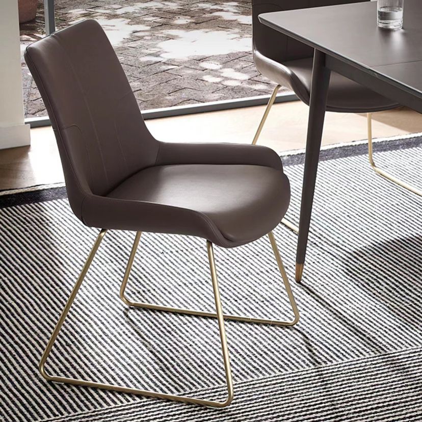 Glam Dining Room Chair Faux Leather Parsons Chair for Dining Room