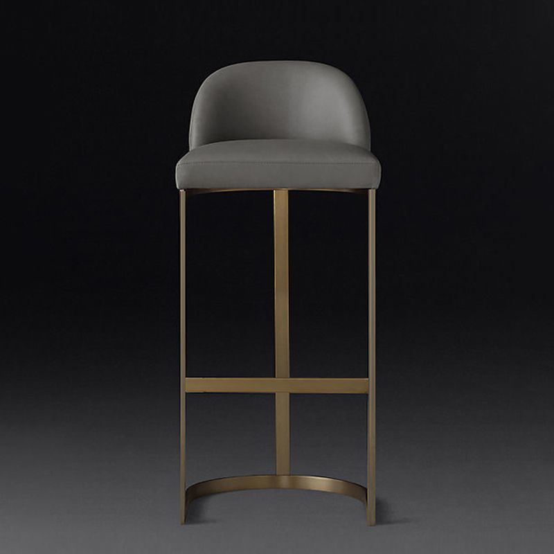 Glam Mental Leather Bar Stools Indoor Barstool with Iron Legs and Low Back Clearhalo 'Bar Furniture' 'Bar Stools' 'bar_stools' 'furn' 'furn_bar_stools' 'furniture_bar_stools' 'Kitchen & Dining Furniture' 'kitchen&dining_furn' 'kitchen' 'kitchen_furn' Furniture' 1200x1200_f457cf8e-9cdb-4711-b711-71909606378b