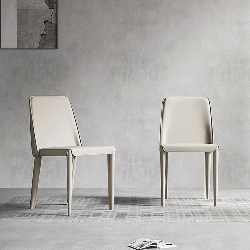 Contemporary Leather Dining Chairs Armless Solid Back Chair for Kitchen Clearhalo ' kitchen&dining_furn' 'Dining Chairs' 'Dining Tables & Seating' 'dining_chair' 'furn' 'furn_dining_chair' 'Furniture' 'furniture_dining_chair' 'Kitchen & Dining Furniture' 'kitchen' 1200x1200_f45917f5-eea2-406e-8e41-35aac0727130