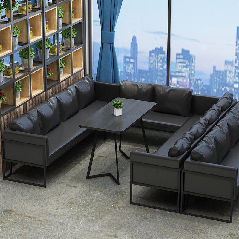 Industrial Dining Table Double Metal Pedestal Table with Black Tabletop Clearhalo ' dining_table' 'Dining Tables & Seating' 'Dining Tables' 'furn' 'furn_dining_table' 'Furniture' 'furniture_dining_table' 'Kitchen & Dining Furniture' 'kitchen&dining_furn' 'kitchen' 'kitchen_dining_table' 1200x1200_f4593c1e-69ab-49ee-a1bb-b4780a3d3671