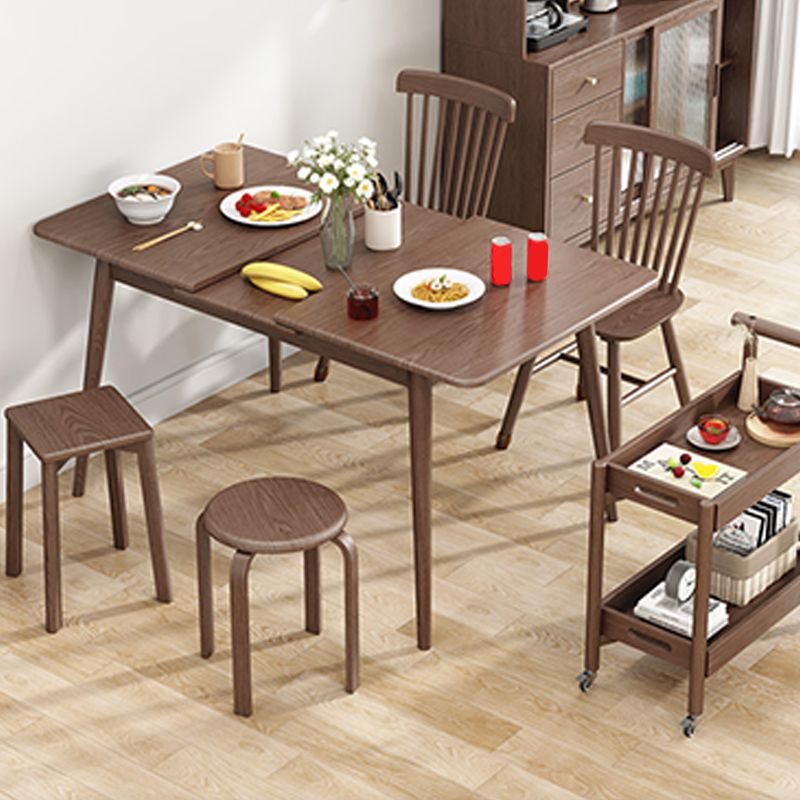 Extendable Solid Wood Dining Table Rectangular Table for Home