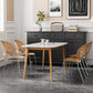 Mesa rectangular moderna de piedra sinterizada con patas de madera para el hogar