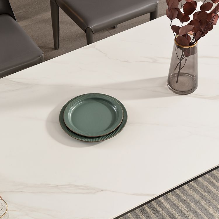 Contemporary Sintered Stone Dining Table 4 Legs Rectangular Table in White Clearhalo ' dining_table' 'Dining Tables & Seating' 'Dining Tables' 'furn' 'furn_dining_table' 'Furniture' 'furniture_dining_table' 'Kitchen & Dining Furniture' 'kitchen&dining_furn' 'kitchen' 'kitchen_dining_table' 1200x1200_f45bf9f3-9161-421b-9b04-875f2cbd9602