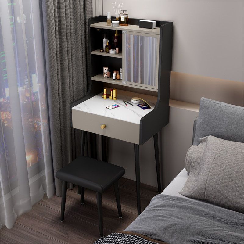 Ensemble de vanité moderne avec 1 tiroir et miroir et étagères de rangement