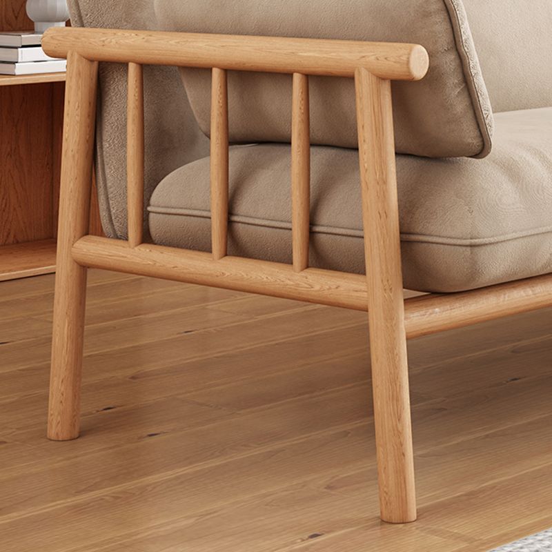 Slipcovered Single Cushion Sofa Tropical Solid Wood Seat with Pillows