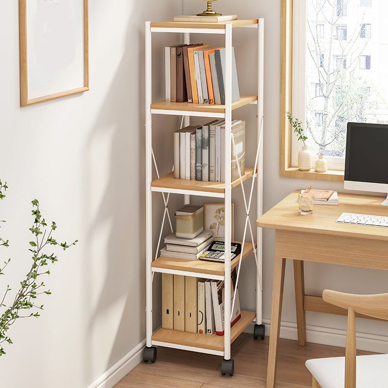 Scandinavian Style Etagere Bookcase Metal Open Back Bookshelf with Wheels Clearhalo 'Bookcases' 'furn' 'furn_bookcases' 'Furniture' 'furniture_bookcases' 'Office Furniture' 1200x1200_f45d030e-f18e-4f3e-bfd8-8da8b451d37b