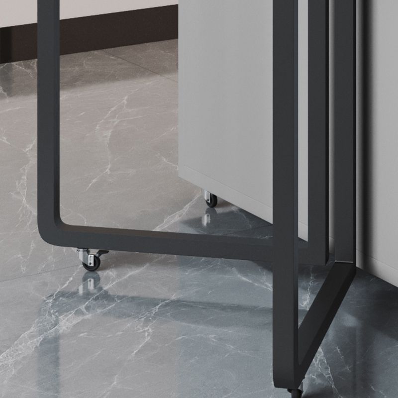 Foldable Sintered Stone Top Dining Table Modern Rectangle Table with Storage Trestle Base Clearhalo 'Dining Tables & Seating' 'Dining Tables' 'dining_table' 'furn' 'furn_dining_table' 'Furniture' 'Kitchen & Dining Furniture' 1200x1200_f46086d2-0af1-4e2f-b37e-577c9ff696c5