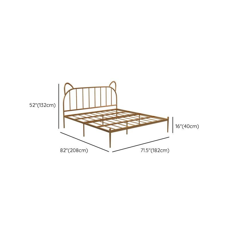 Glam Iron Open-Frame Bed with Spindle Headboard Solid Color in Gold Clearhalo 'Bedroom Furniture' 'Beds' 'furn' 'furn_beds' 'Furniture' 1200x1200_f46154b9-732e-4710-b61e-c057b171eca8