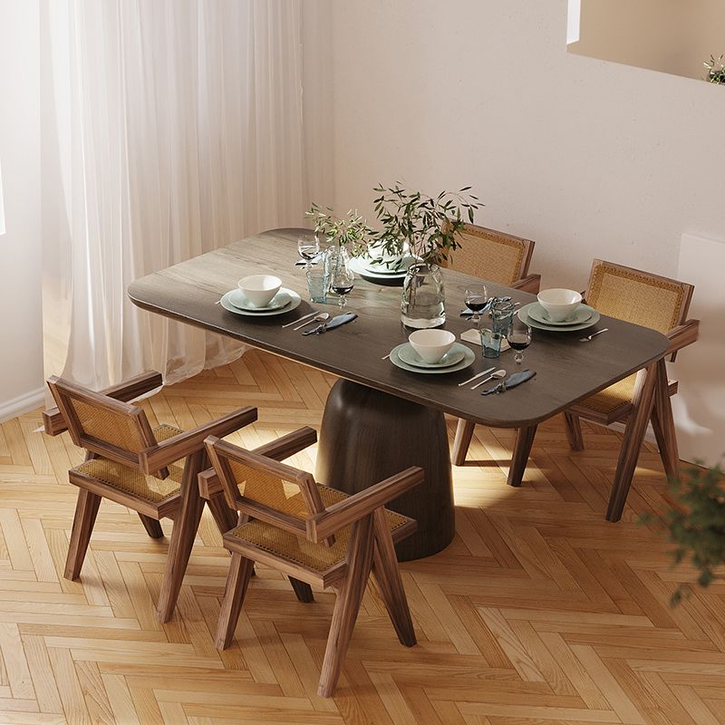 Solid Wood Dining Table in Brown for Restaurant Modern Table with Wooden Base Clearhalo ' dining_table' 'Dining Tables & Seating' 'Dining Tables' 'furn' 'furn_dining_table' 'Furniture' 'furniture_dining_table' 'Kitchen & Dining Furniture' 'kitchen&dining_furn' 'kitchen' 'kitchen_dining_table' 1200x1200_f4617f7b-57a8-438f-8582-8db377c1f0b2