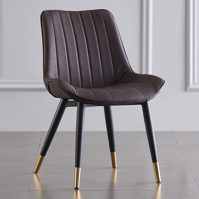 Modern Armless Dining Chairs Solid Back Leather Side Chairs with Metal Legs Clearhalo ' kitchen&dining_furn' 'Dining Chairs' 'Dining Tables & Seating' 'dining_chair' 'Furniture' 'furniture_dining_chair' 'Kitchen & Dining Furniture' 'kitchen' 1200x1200_f461e0d7-d34a-423a-b10f-08075837fc2f