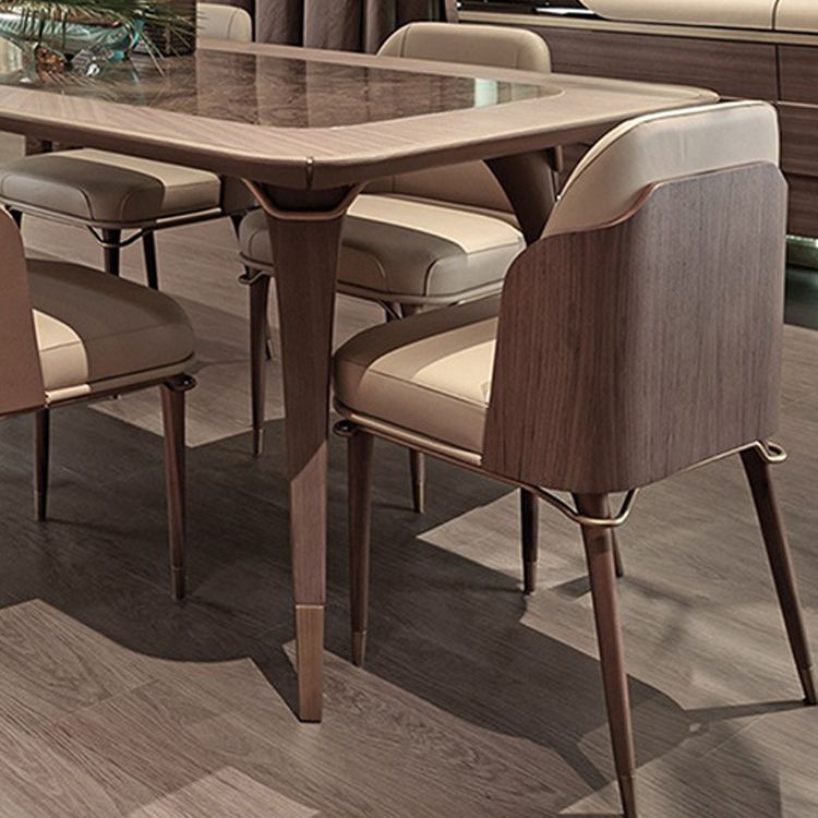 Parsons Leather Dining Chair Contemporary Conference Room Beige Side Chair